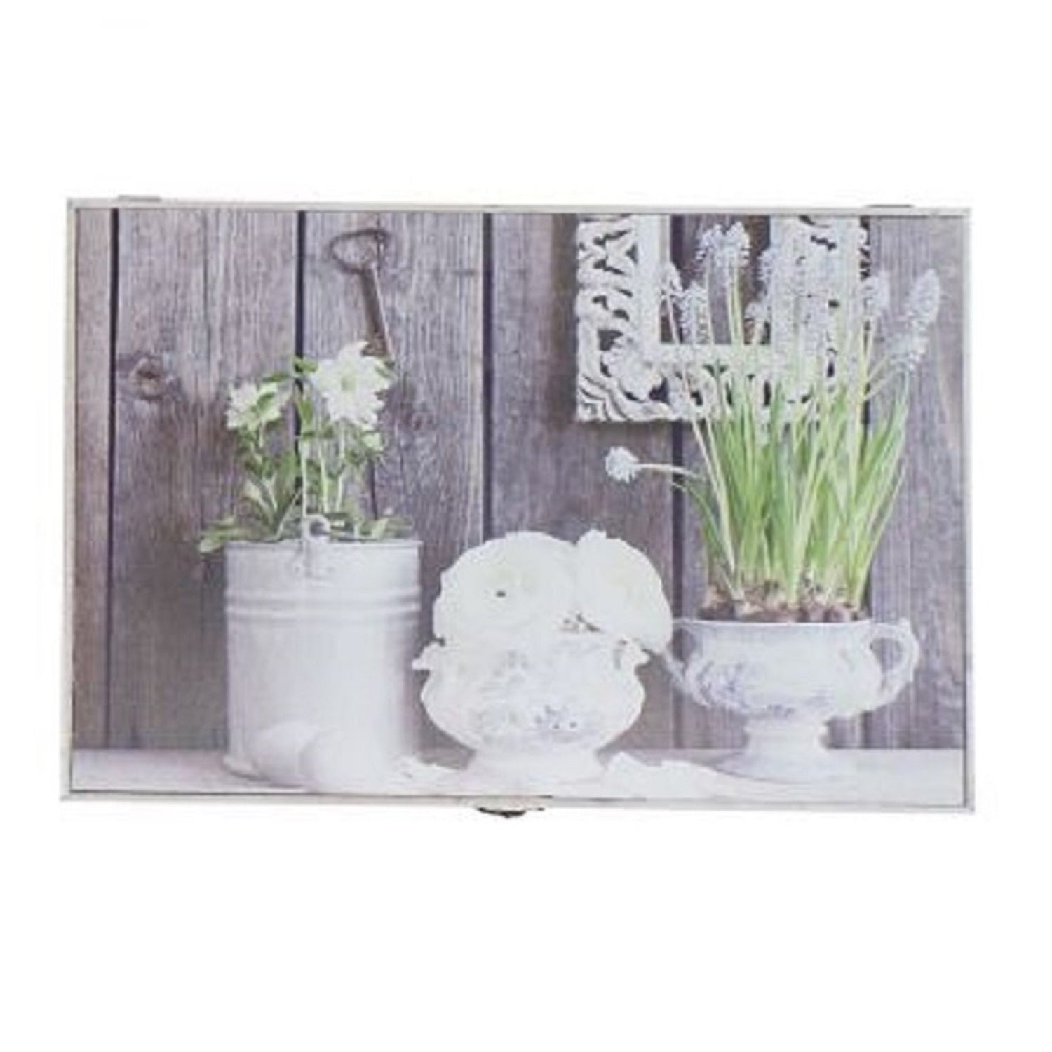 Tapa contador luz horizontal cajón blanco de flores